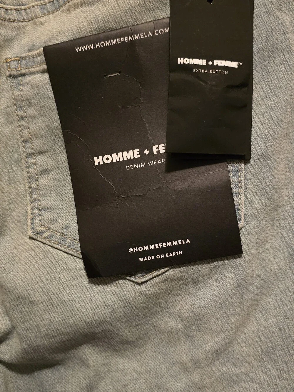 HOMME + FEMME Denim wear Light Wash Jeans with Gold Glitter Side Stripe